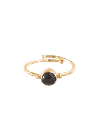 A Beautiful Story - Faithful - Guld Ring GP - Black Onyx - Onesize